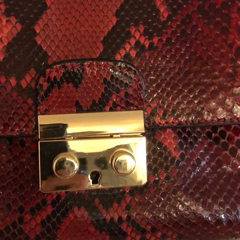 Red Python Hand Bag W/Optional Chain - image 3